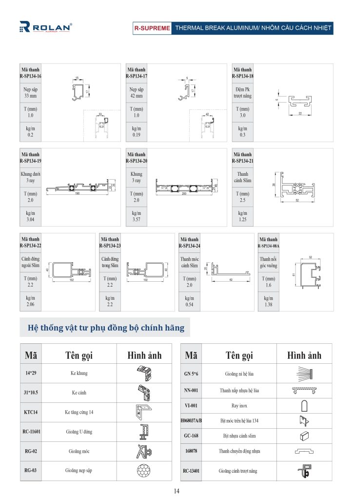 catalogue nhôm Rolan