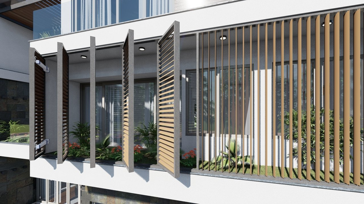 Lam nhôm che nắng trang trí