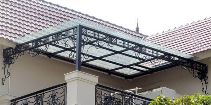 Mái che kính khung sắt