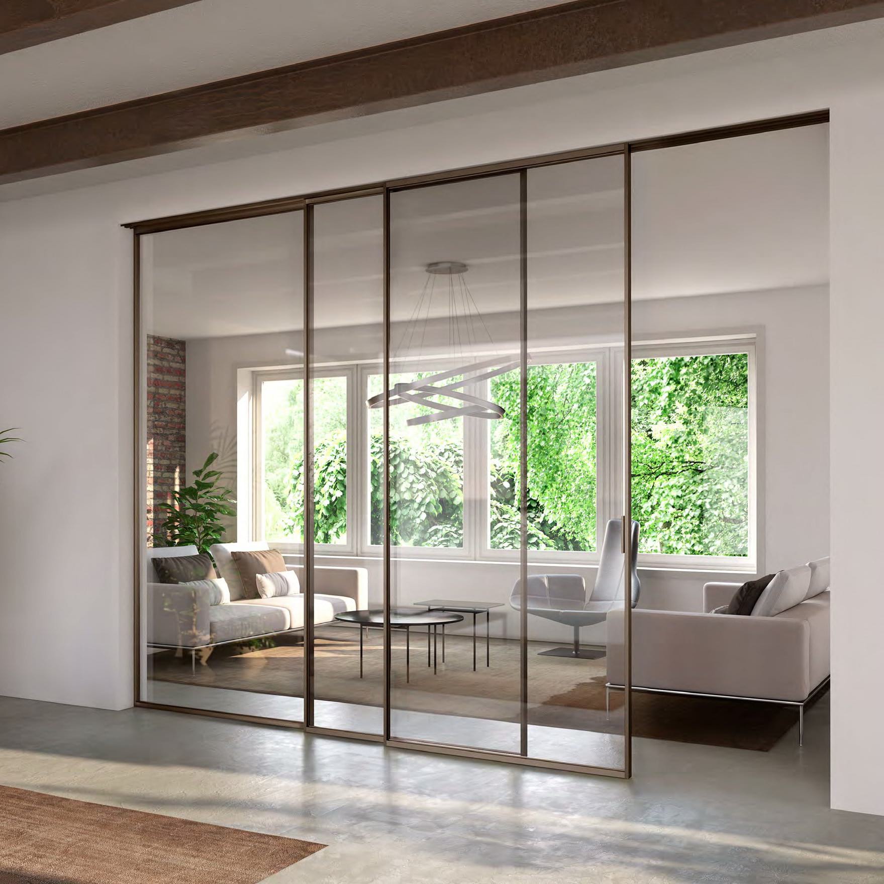 cửa lùa slim ray treo trên