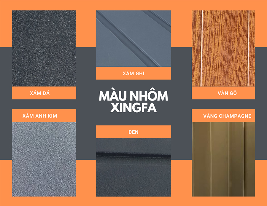 bảng màu cửa nhôm xingfa